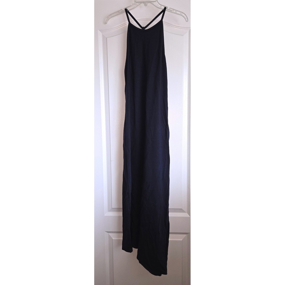 Sundry Navy Blue Modal Cotton Racerback Asymmetric‎ Hem Slit Maxi Dress Sz 3/L